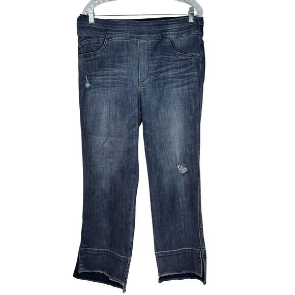 Democracy Denim - Democracy Ab Technology Jeans Womens 12 Medium Wash Blue Cropped Wide Leg Ankle